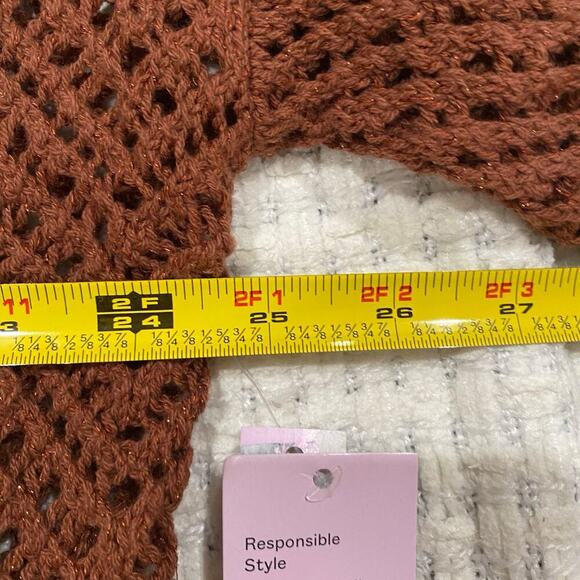 Wild Fable Dark Brown Shine Open Knit Top Size XL - Picture 6 of 8